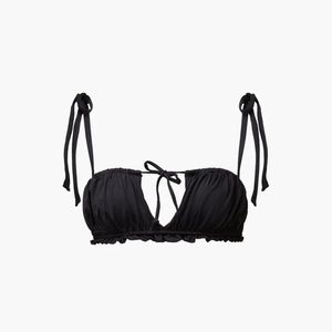 WeWoreWhat RUCHED RUFFLE BIKINI TOP in Solid Black